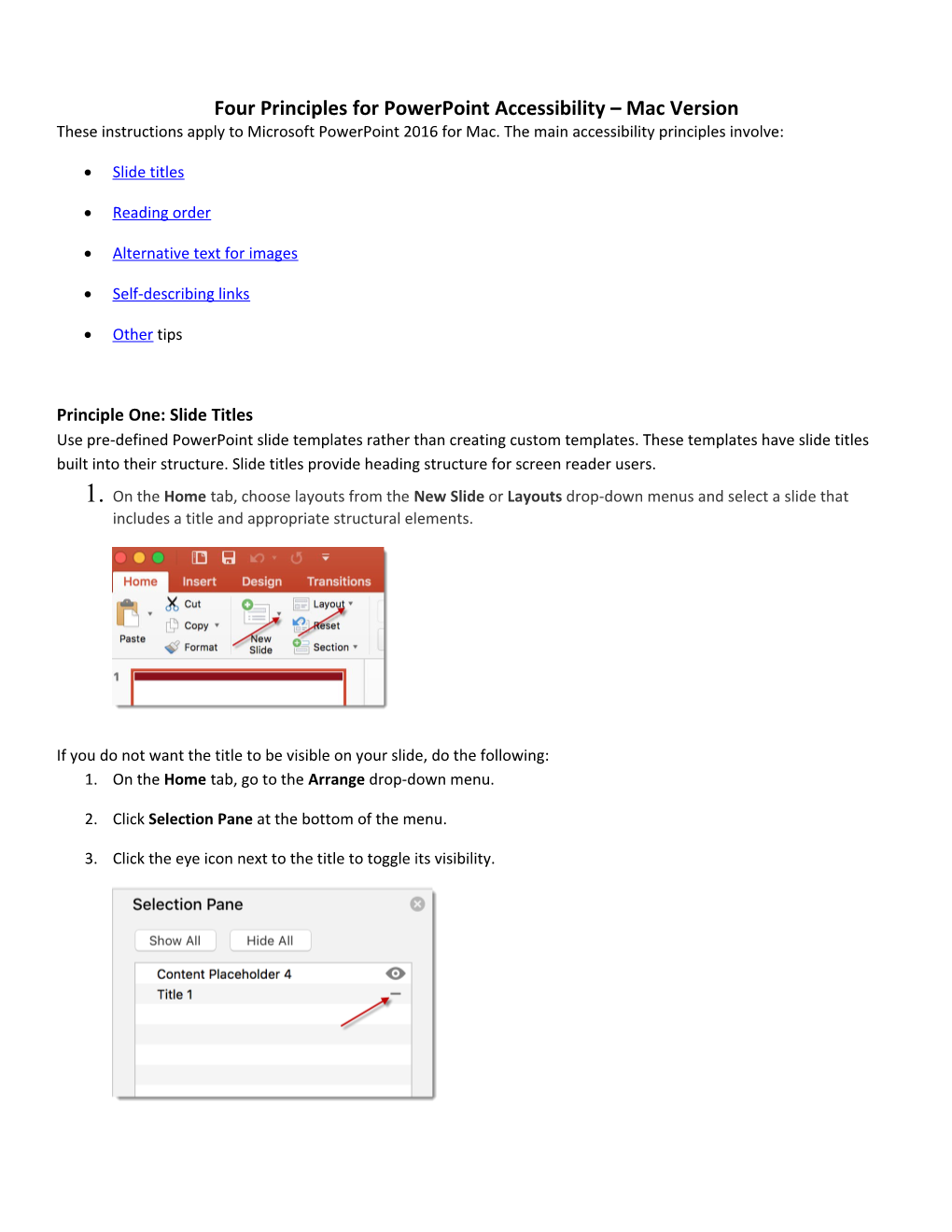 Four Principles for Powerpoint Accessibility Mac Version