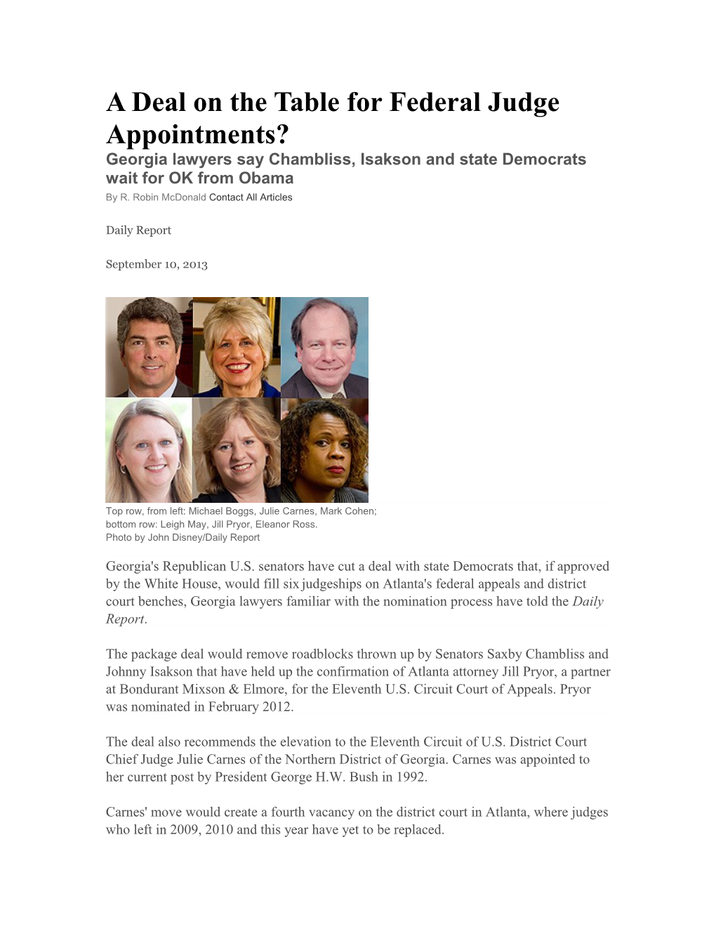 A Deal on the Table for Federal Judge Appointments?