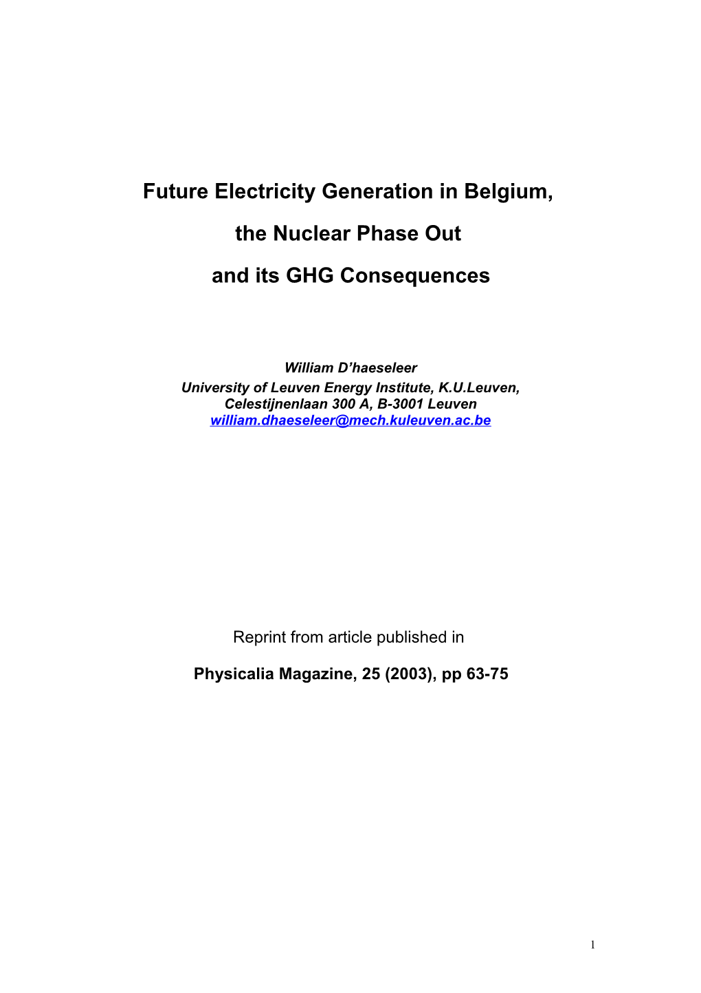 Een Nucleaire Uitstap Voor België