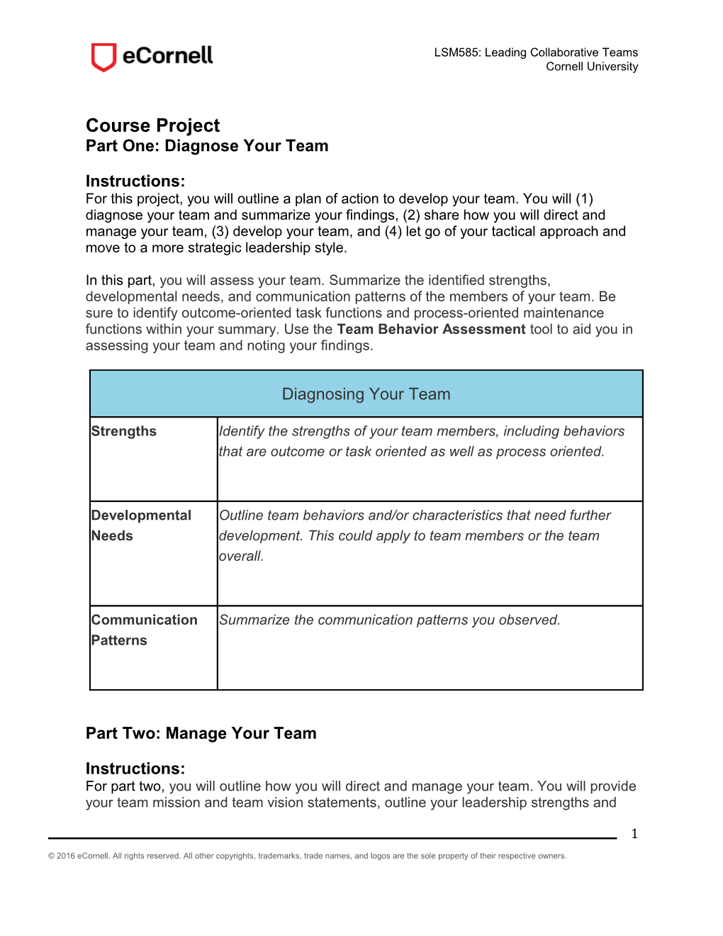 Part One: Diagnose Your Team