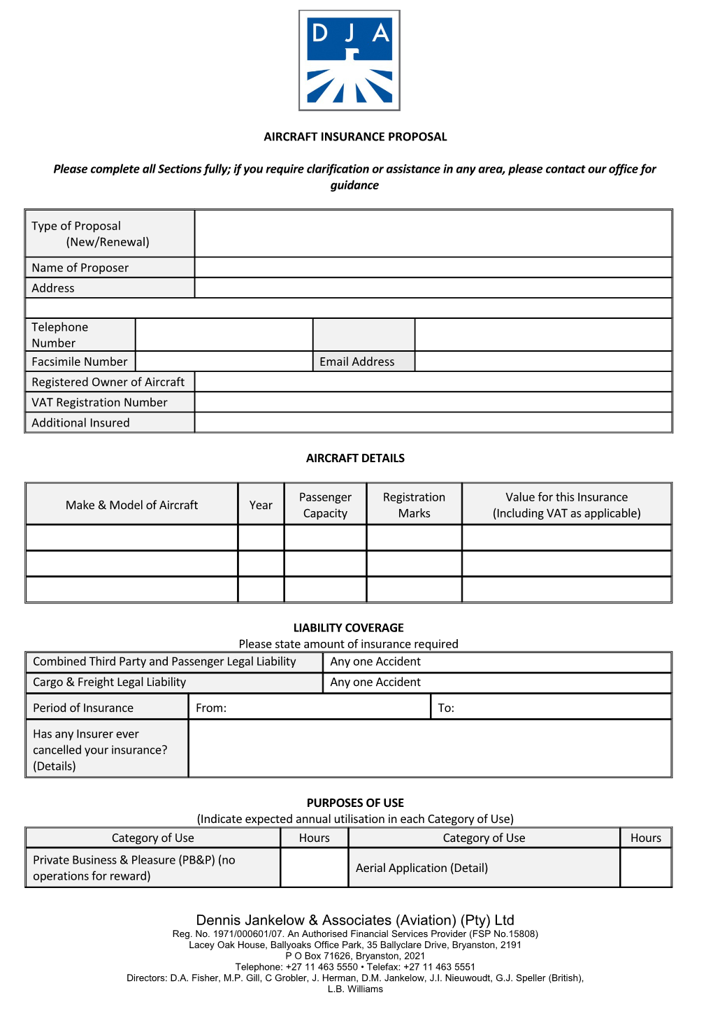 Aircraft Insurance Proposal