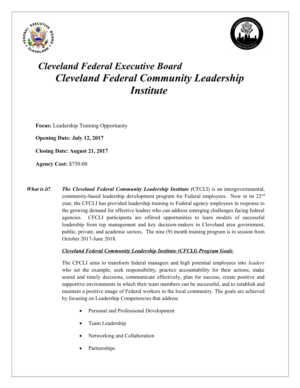 Cleveland Federal Community Leadership Institute