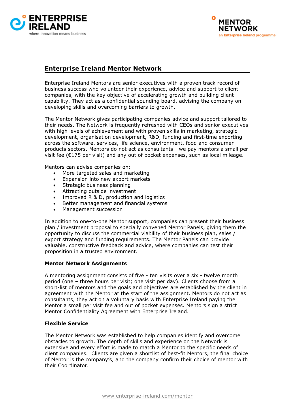 Enterpriseirelandmentor Network