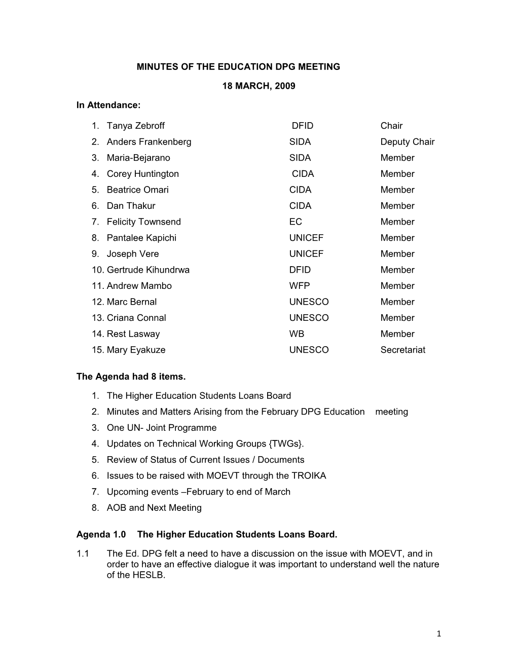 Minutes for the Dpg Education Meeting