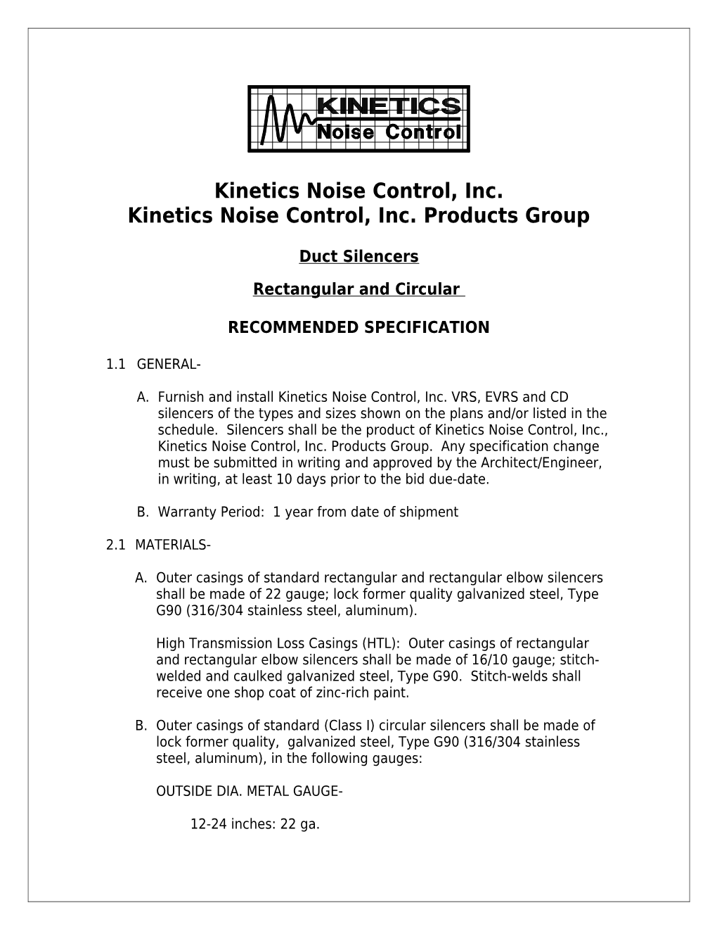 Kinetics Noise Control, Inc