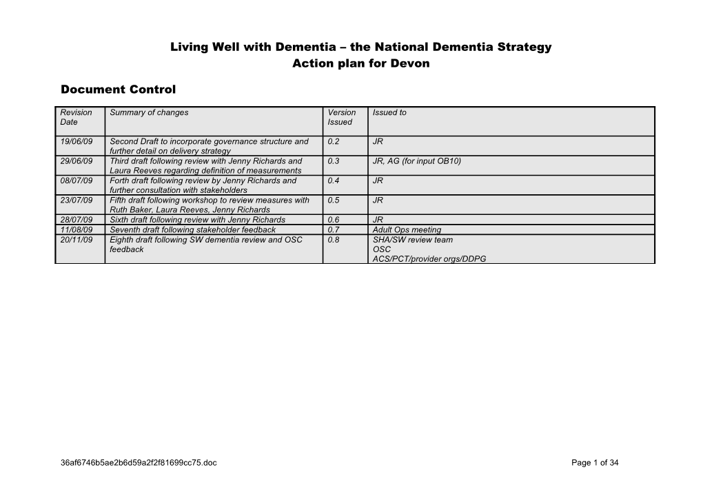 Living Well with Dementia the National Dementia Strategy