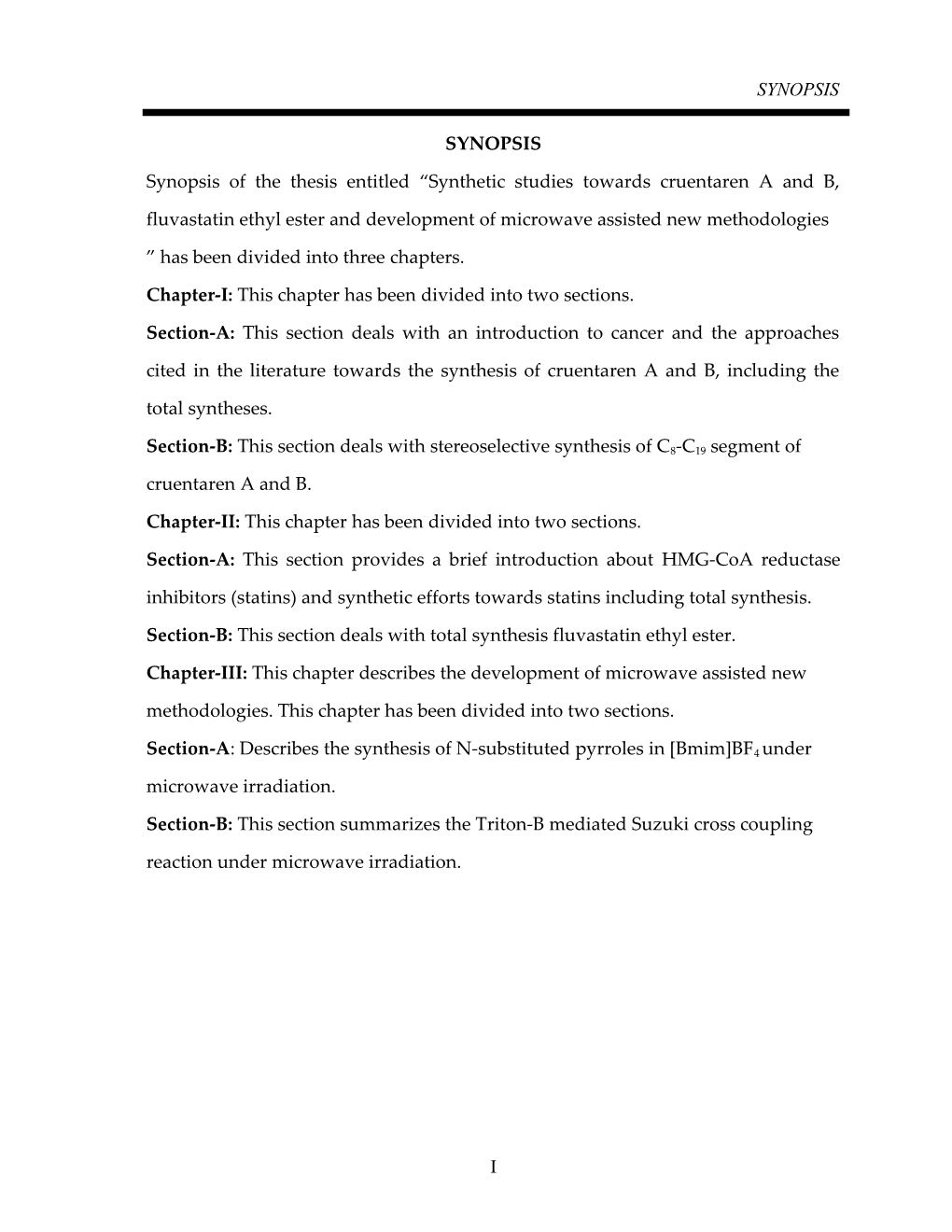 Chapter-I: This Chapter Has Been Divided Into Two Sections