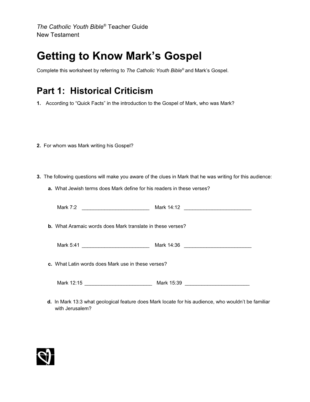 Getting to Know Mark S Gospel