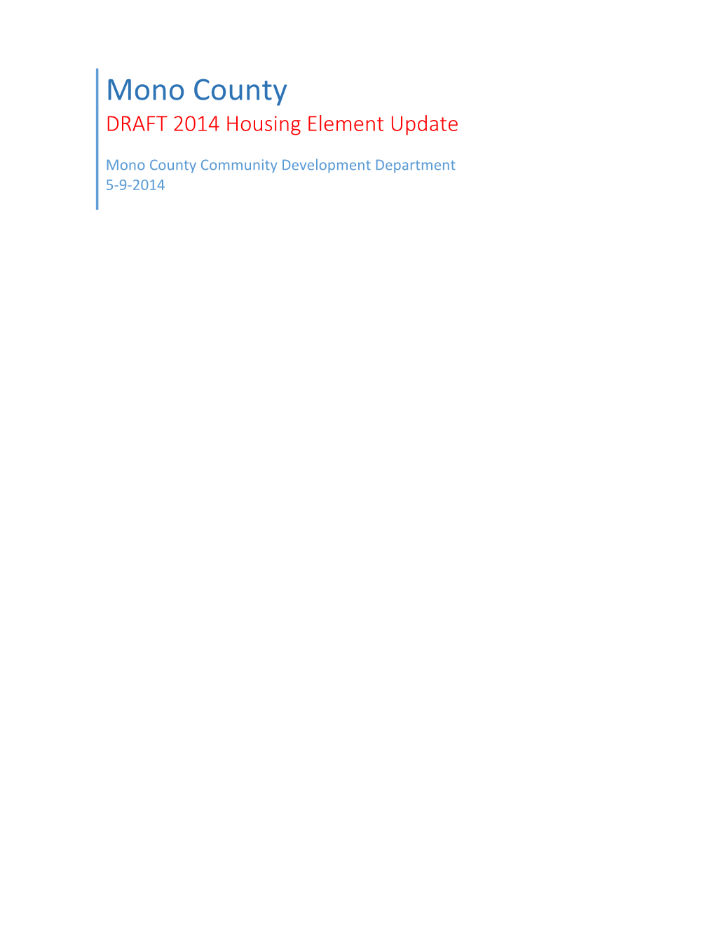 DRAFT 2014 Housing Element Update