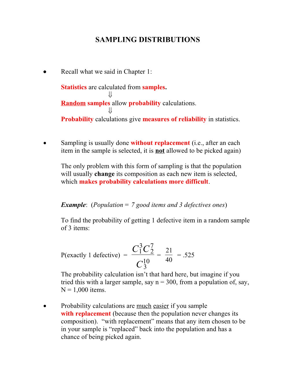 Statistics Are Calculated from Samples