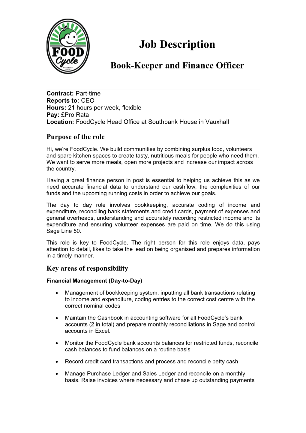 Book-Keeper and Finance Officer