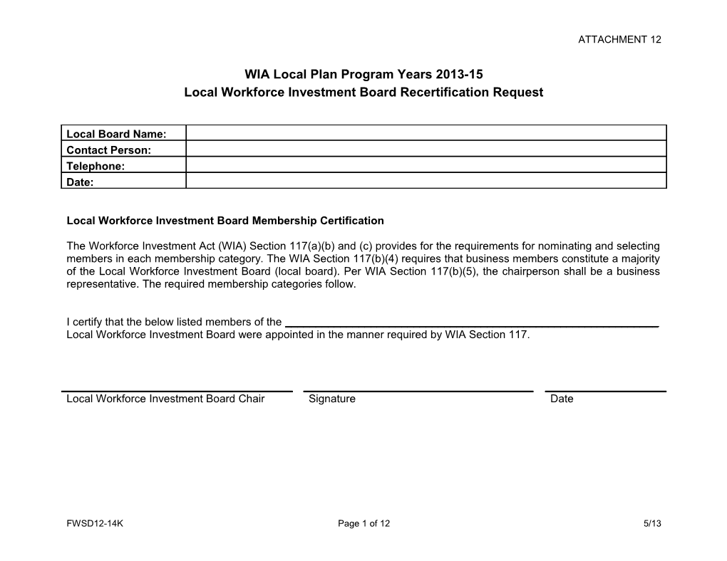 WIA Local Plan Program Years 2013-15