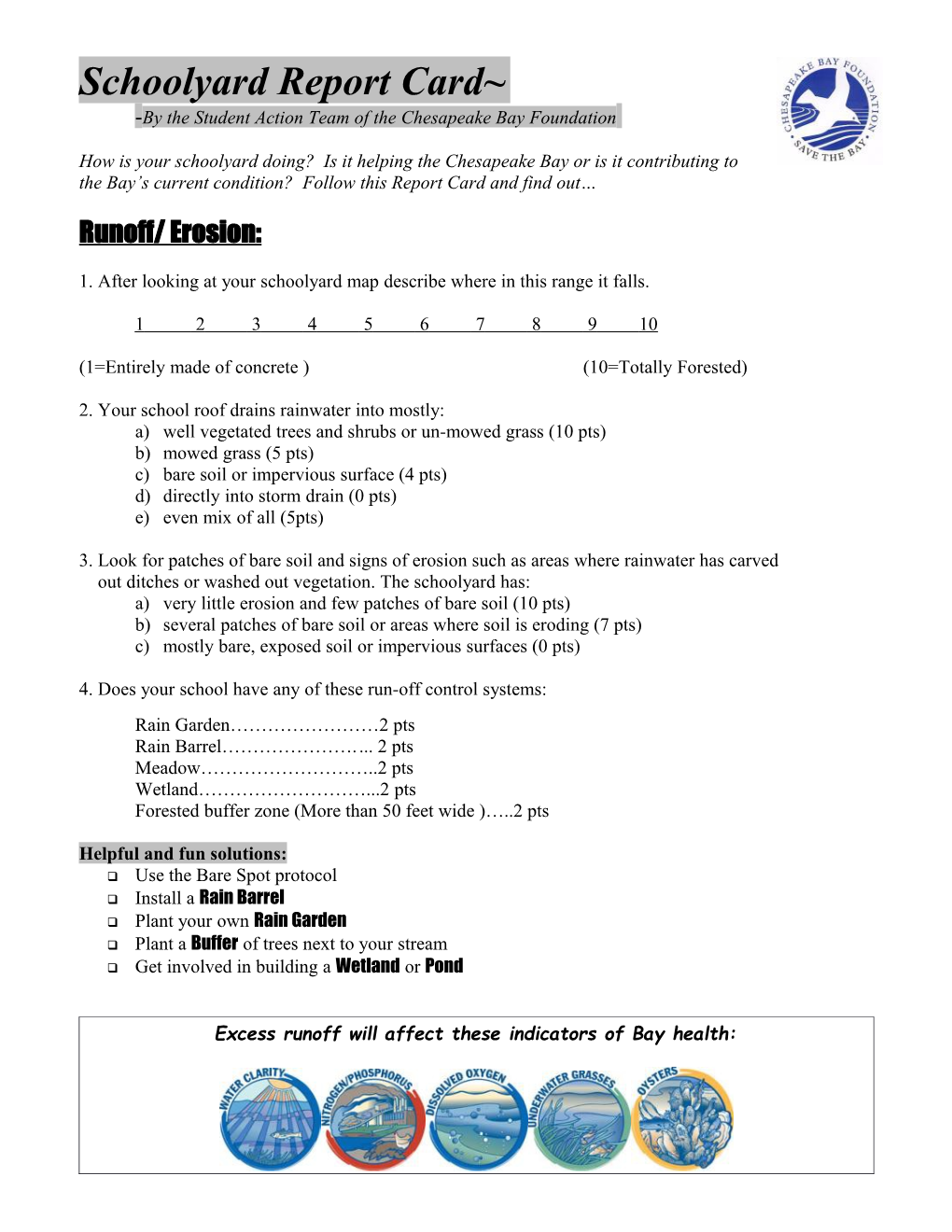 Schoolyard Report Card