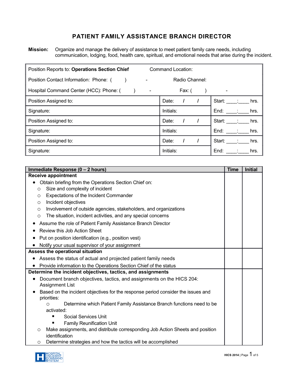 Patient Family Assistance Branch Director