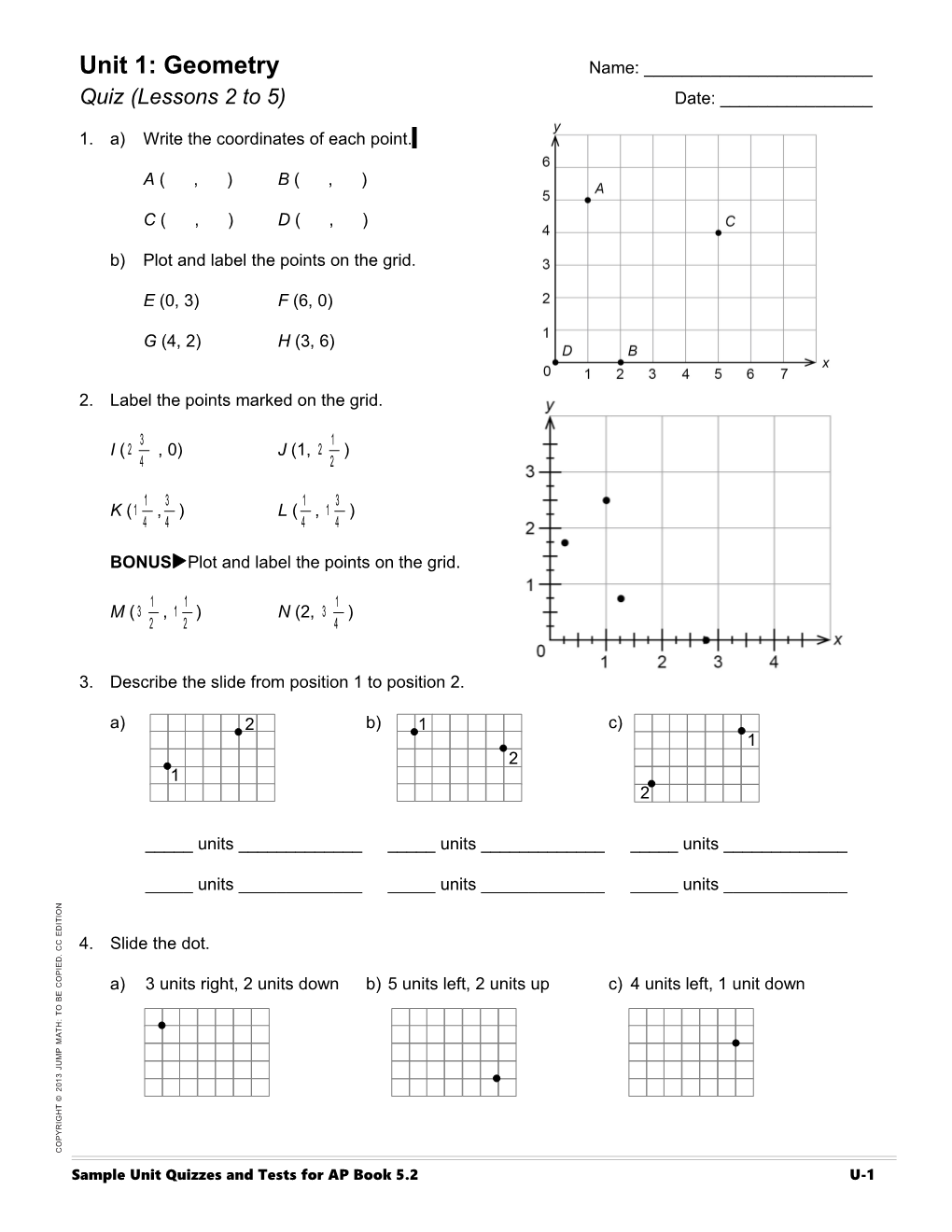 B)Plot and Label the Points on the Grid