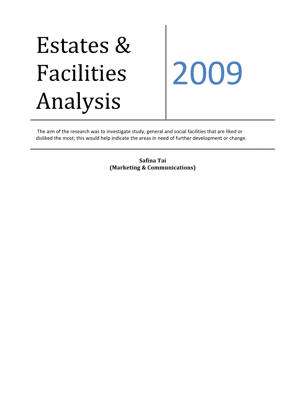 Estates & Facilities Analysis