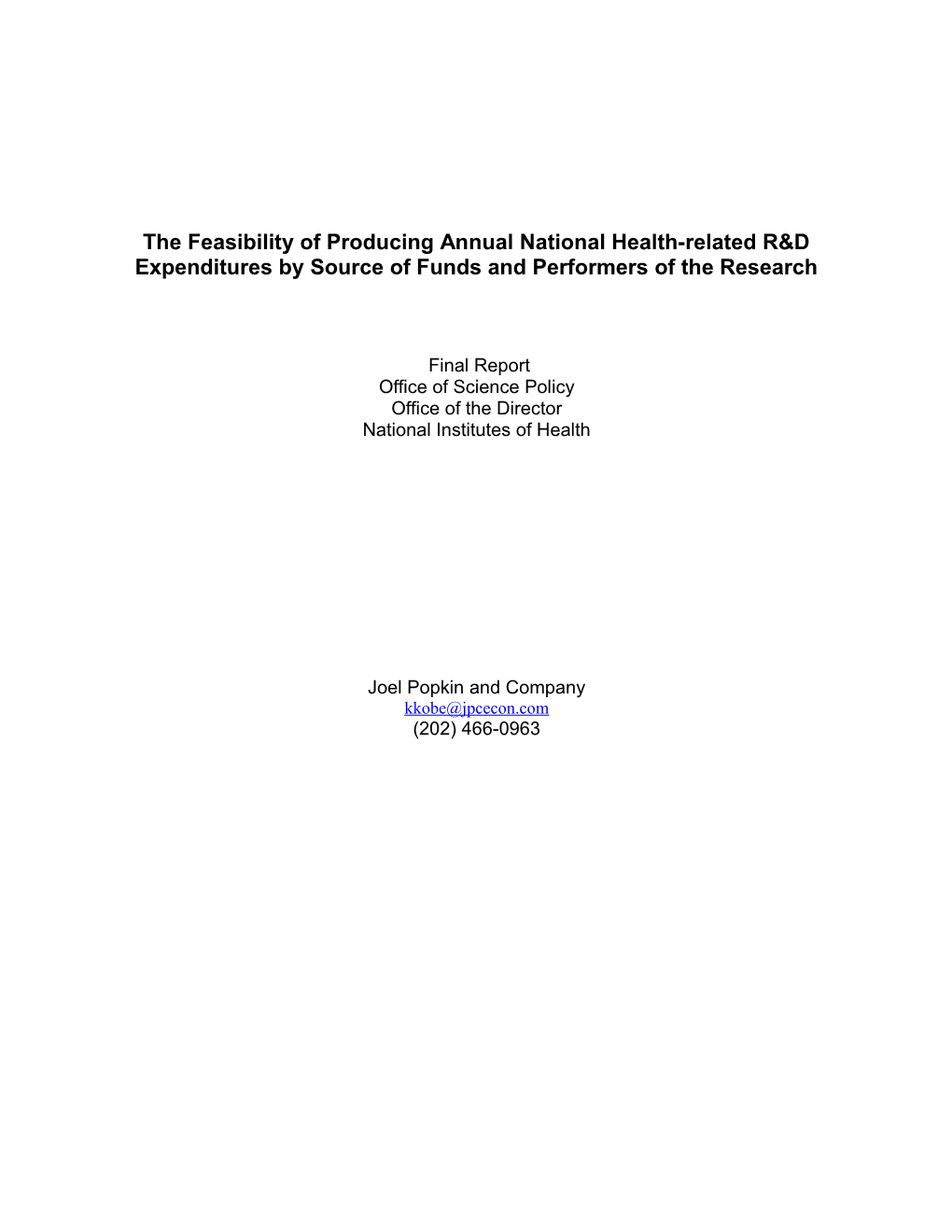 Proposal for Updating Health-Related R&D Expenditures