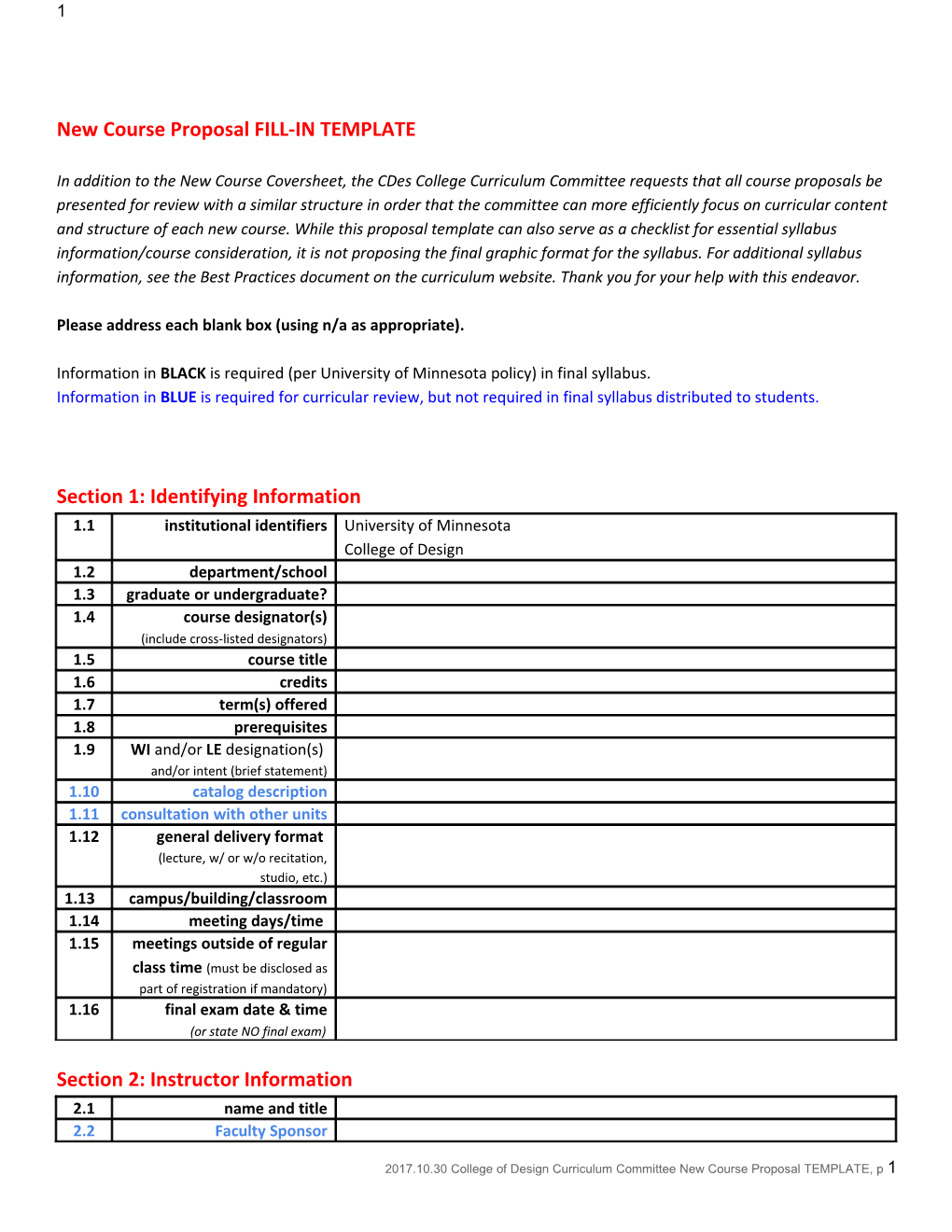 New Course Proposal FILL-IN TEMPLATE