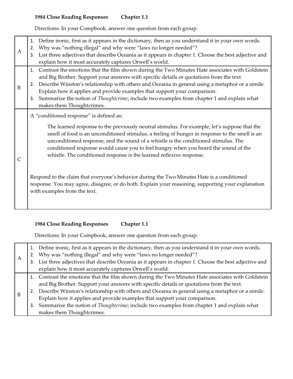 1984 Close Reading Responseschapter 1.1