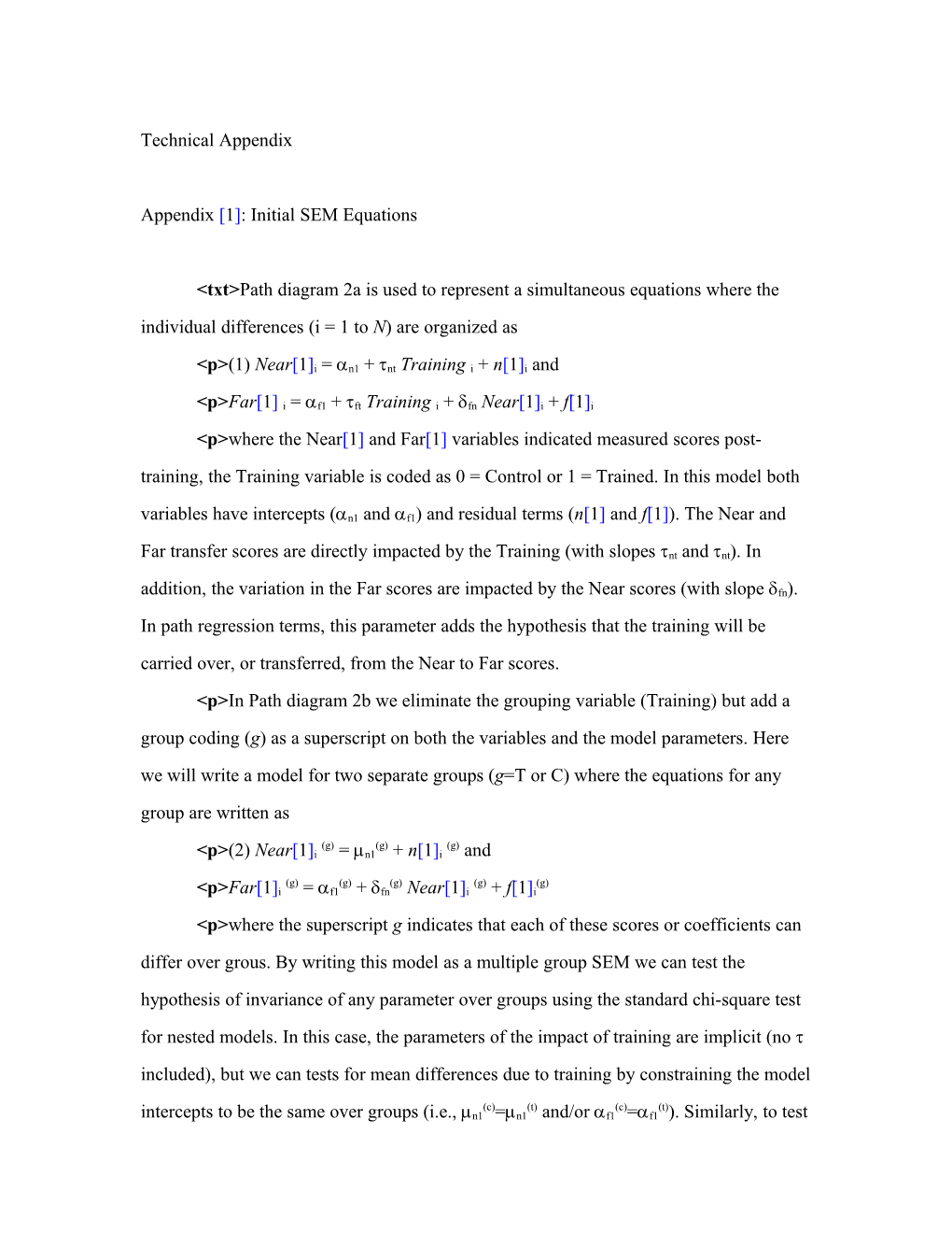 Appendix 1 : Initial SEM Equations