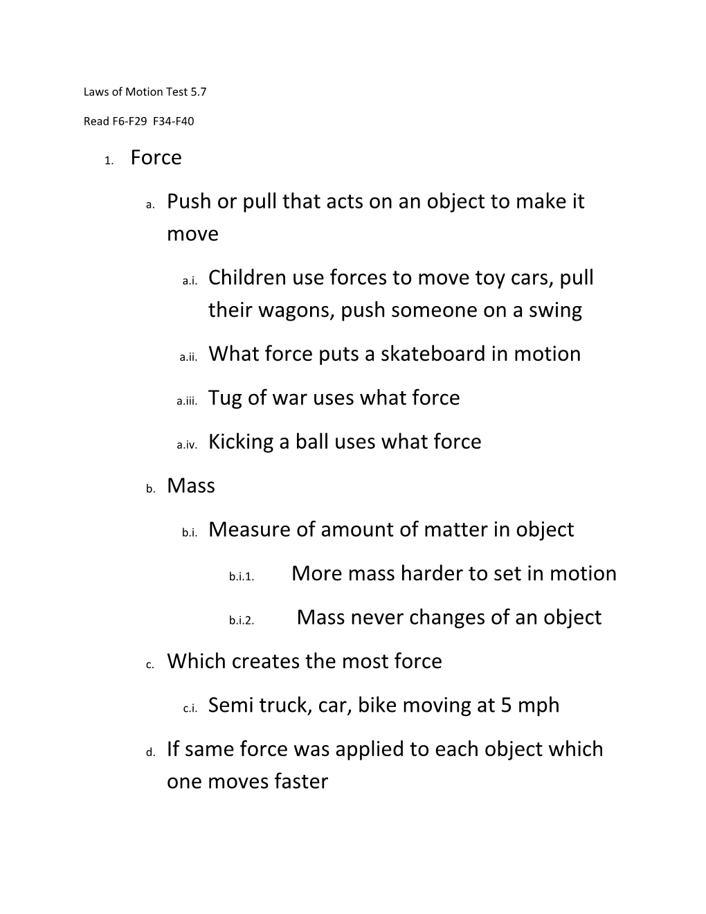 Laws of Motion Test 5.7