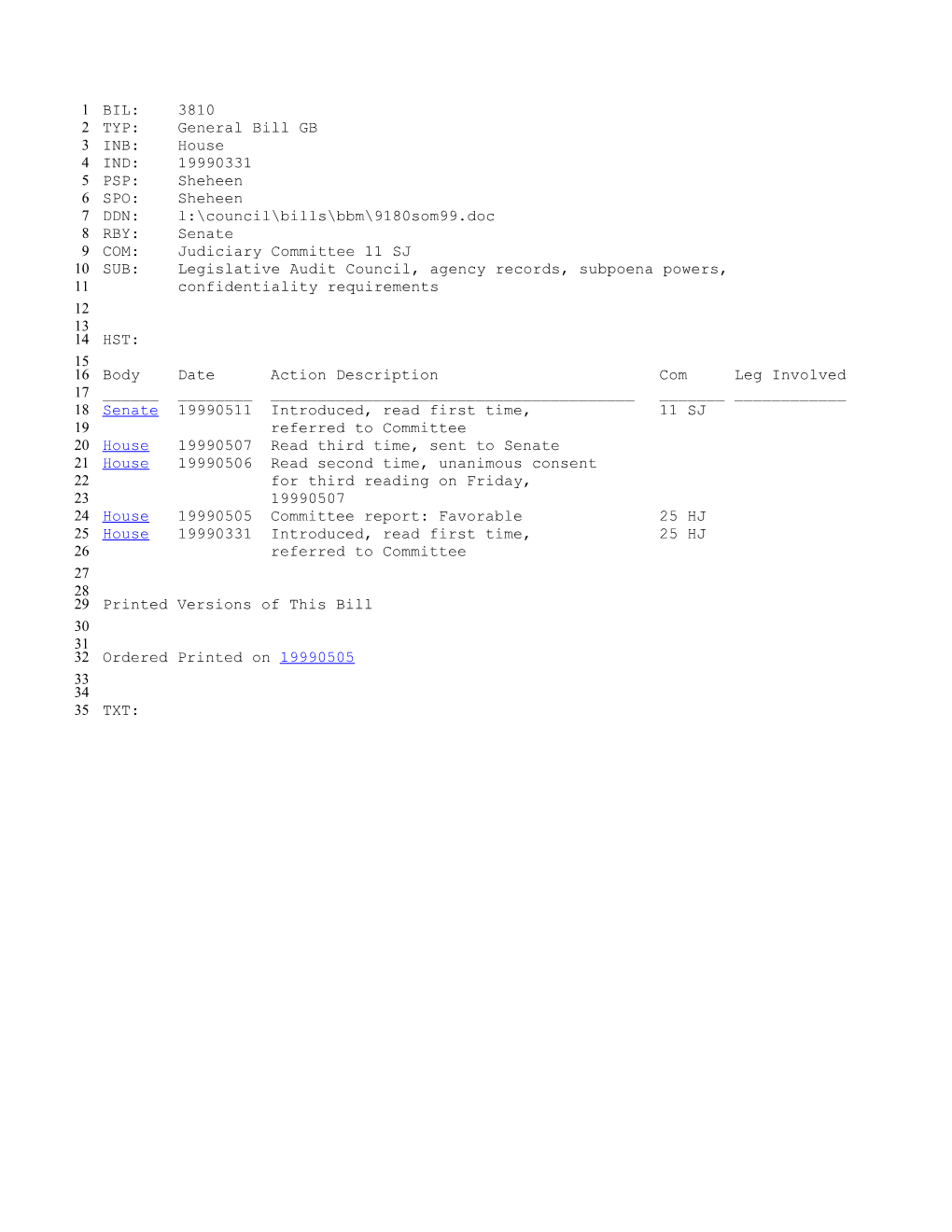 1999-2000 Bill 3810: Legislative Audit Council, Agency Records, Subpoena Powers, Confidentiality