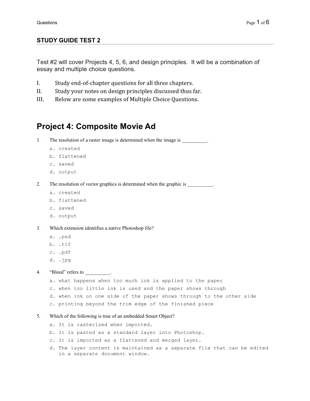 I. Study End-Of-Chapter Questions for All Three Chapters