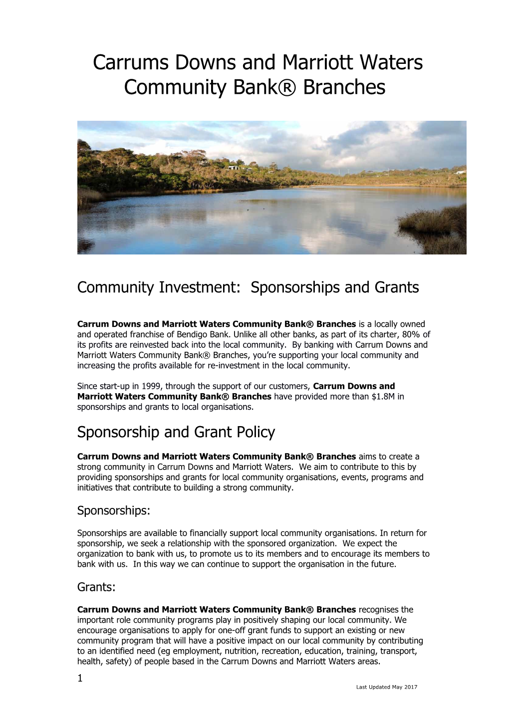 Mount Martha Community Enterprises Ltd. Sponsorship Application Form