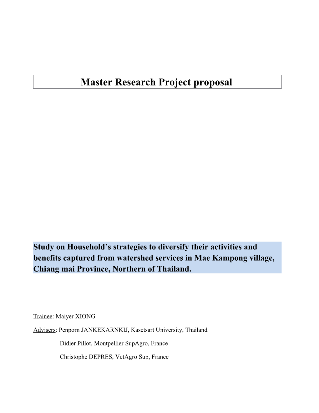 Study on Household S Strategies to Diversify Their Activities and Benefits Captured From