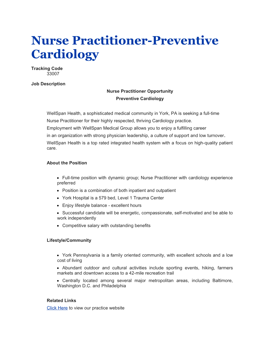 Nurse Practitioner-Preventive Cardiology