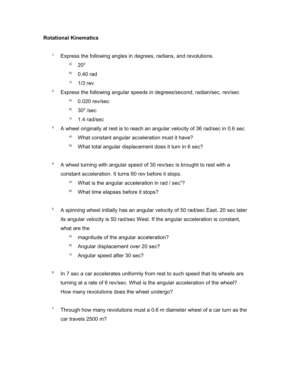 Rotational Kinematics