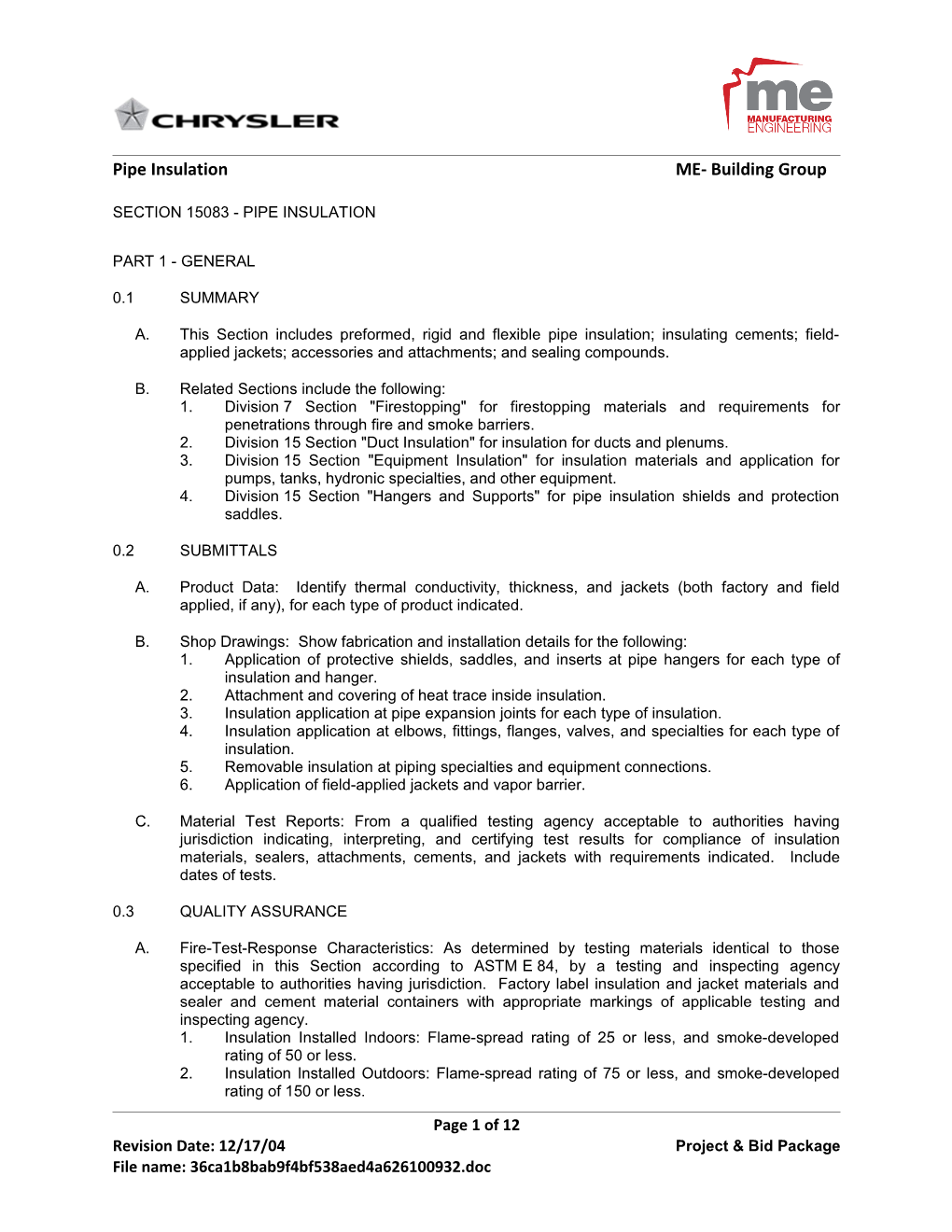 Pipe Insulation ME- Building Group