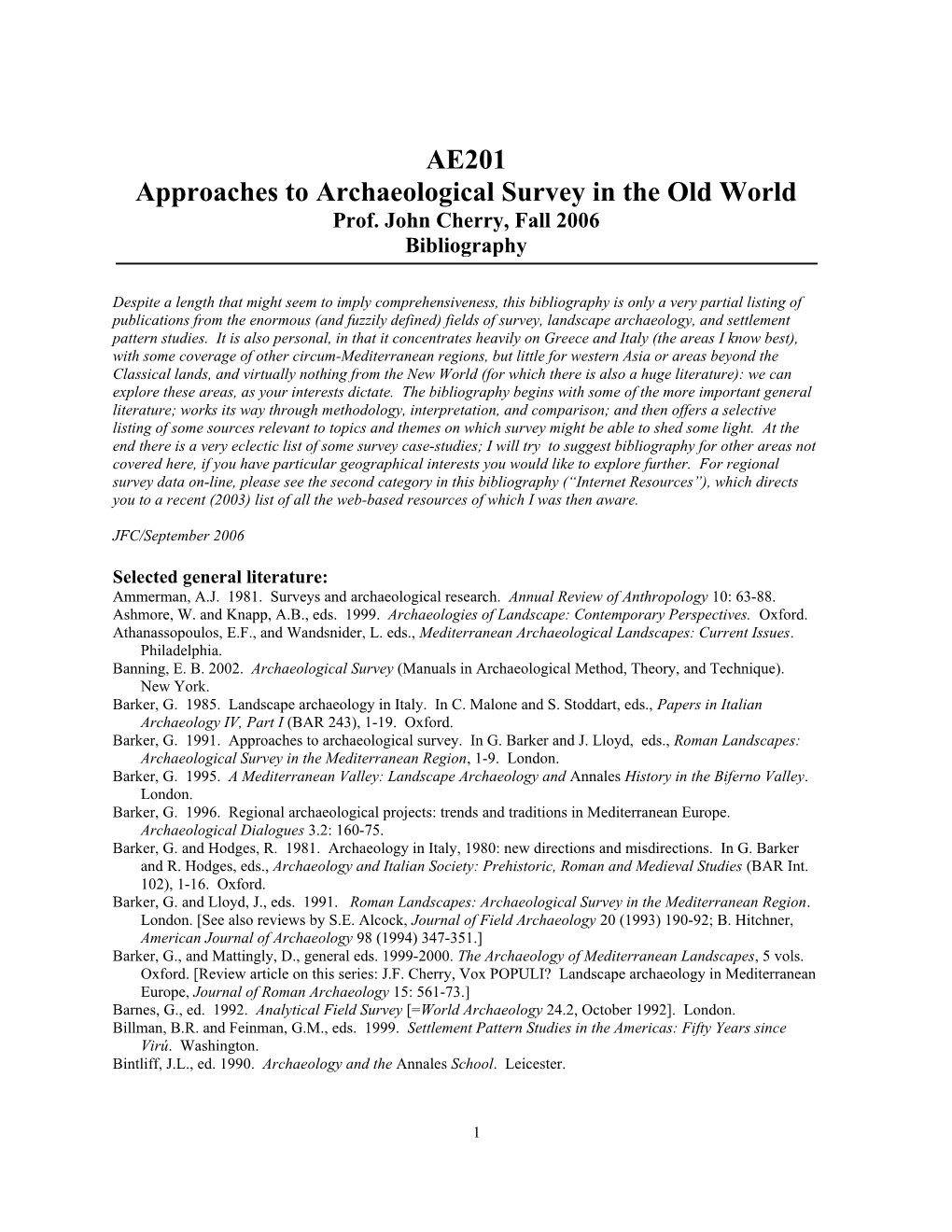 Approaches to Archaeological Survey in the Old World