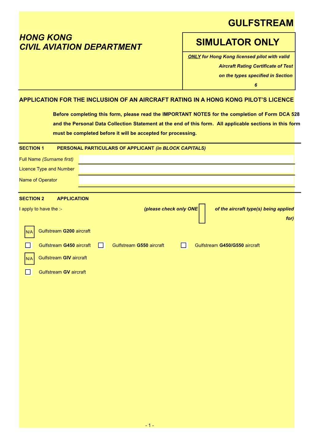 SECTION 1PERSONAL PARTICULARS of APPLICANT (In BLOCK CAPITALS)