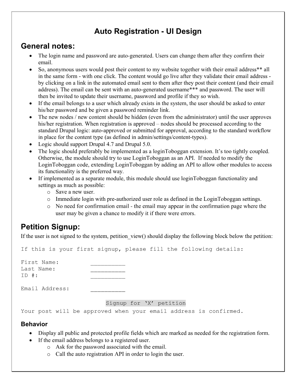 Auto Registration - UI Design