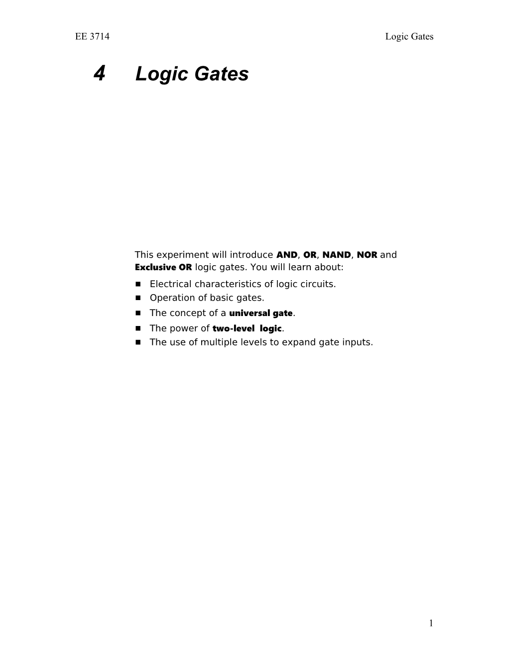 Electrical Characteristics of Logic Circuits