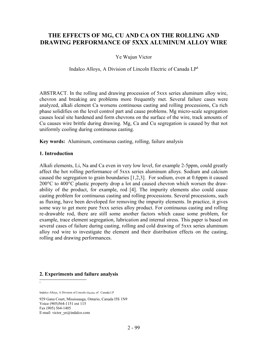 The Effects of Mg, Cu and Ca on the Rolling and Drawing Performance of 5Xxx Aluminum Alloy Wire