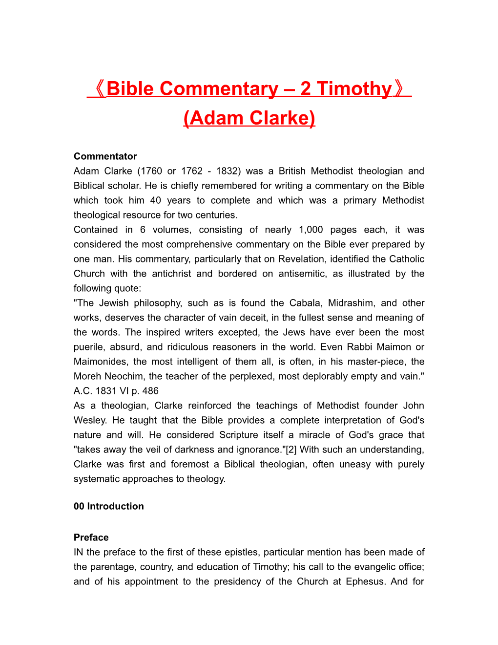 Bible Commentary 2 Timothy (Adam Clarke)