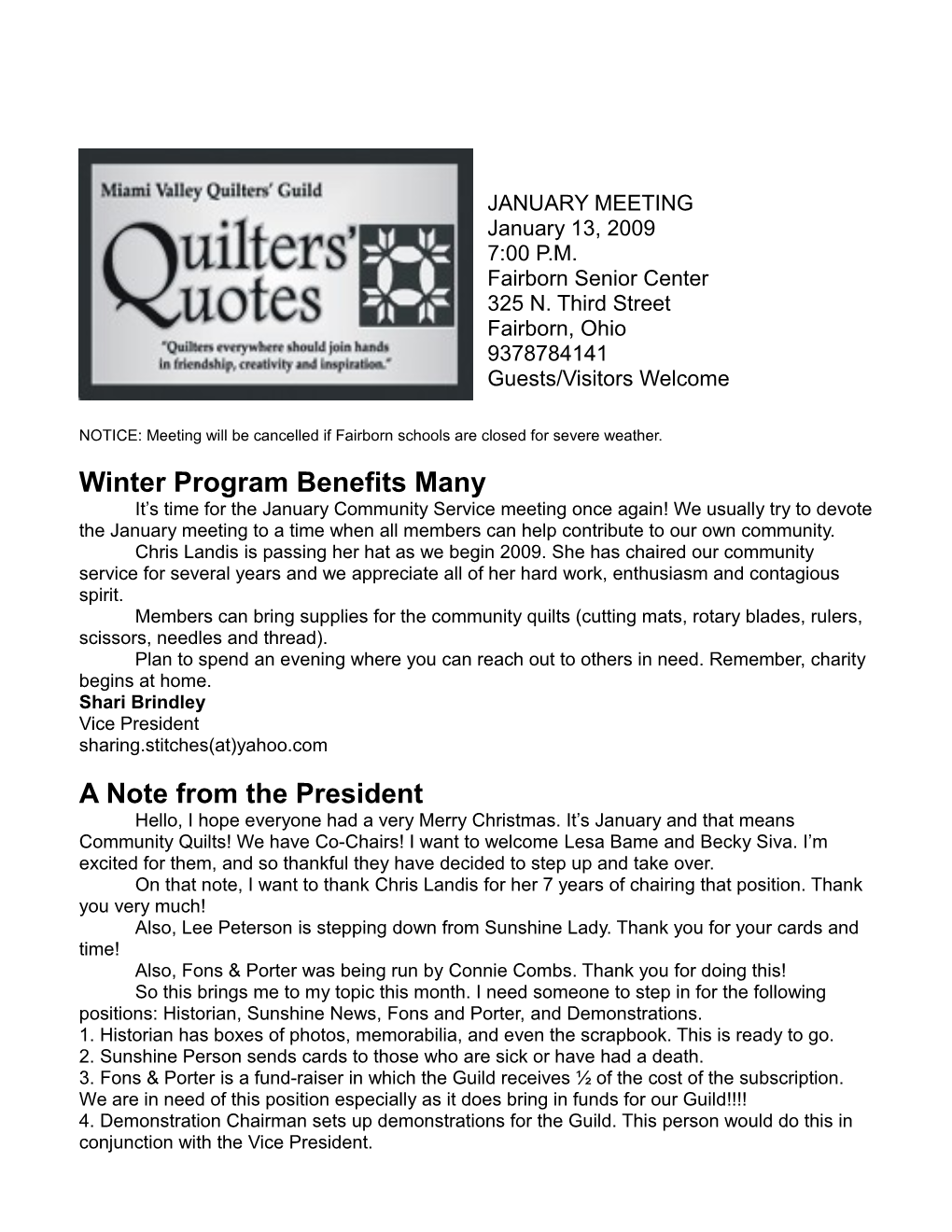 Winter Program Benefits Many