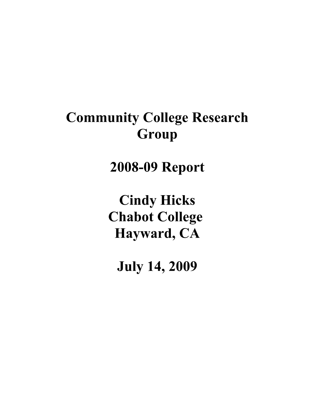 Community College Research Group