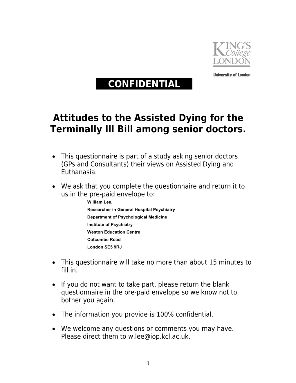 Attitudes to the Assisted Dying Bill Among Physicians in England and Wales