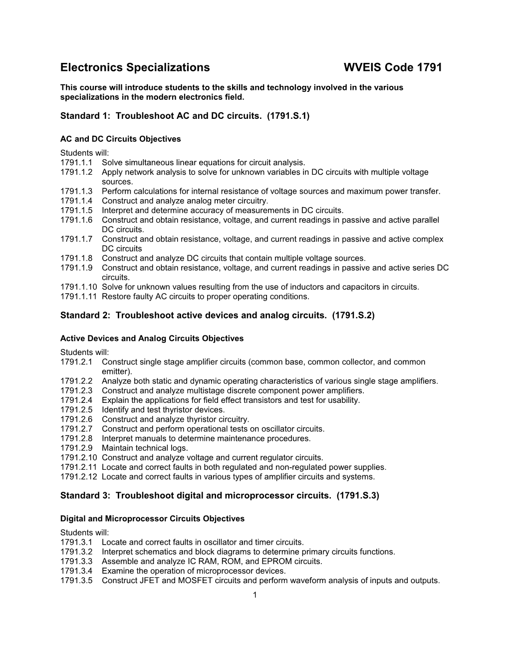 Electronics Specializationswveis Code 1791