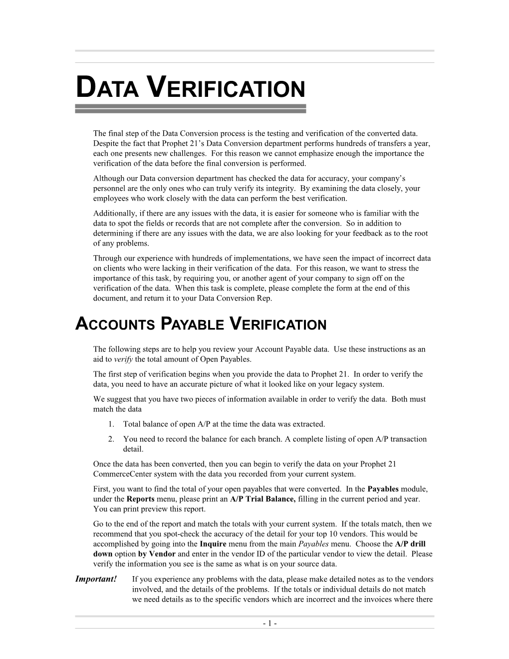 Data Verification
