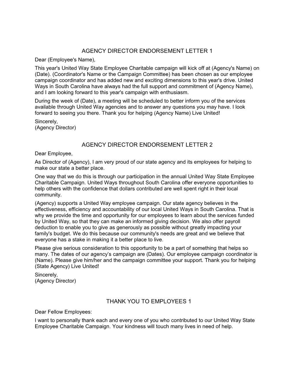 Agency Director Endorsement Letter 1