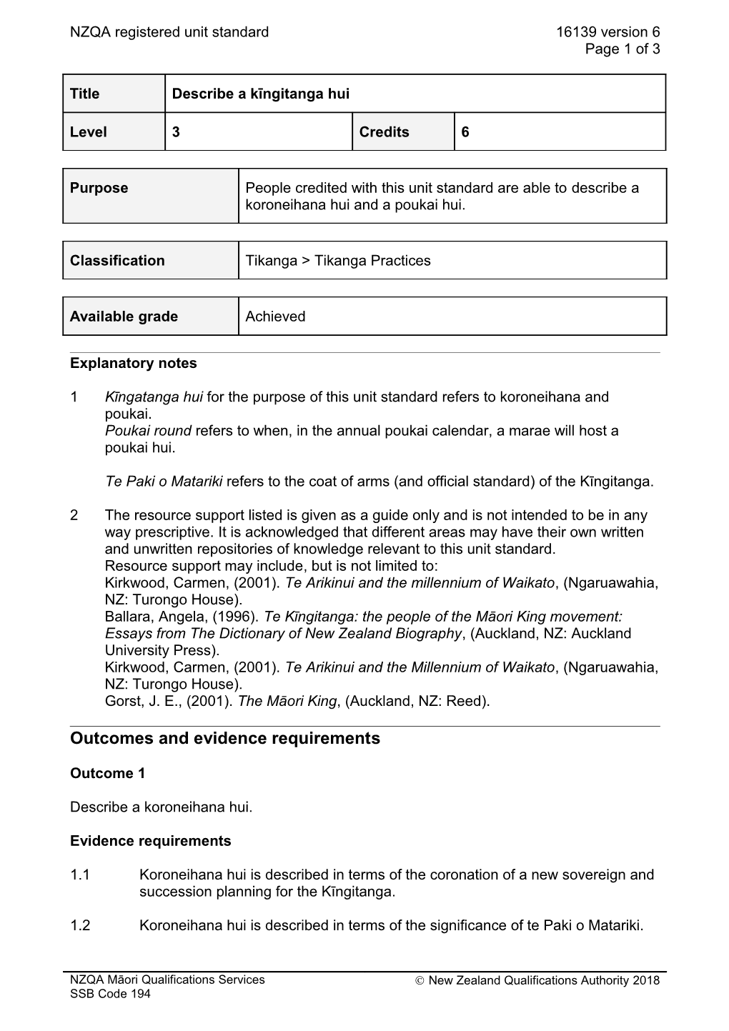 16139 Describe and Explain a Kīngitanga Hui in Accordance with Tikanga