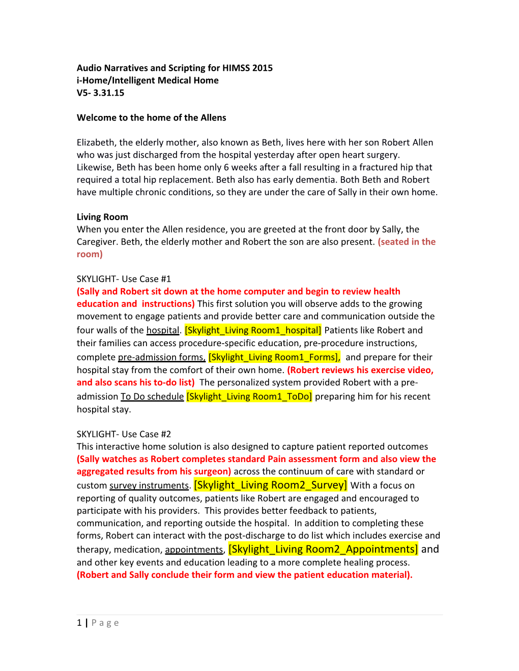 Audio Narratives and Scripting for HIMSS 2015