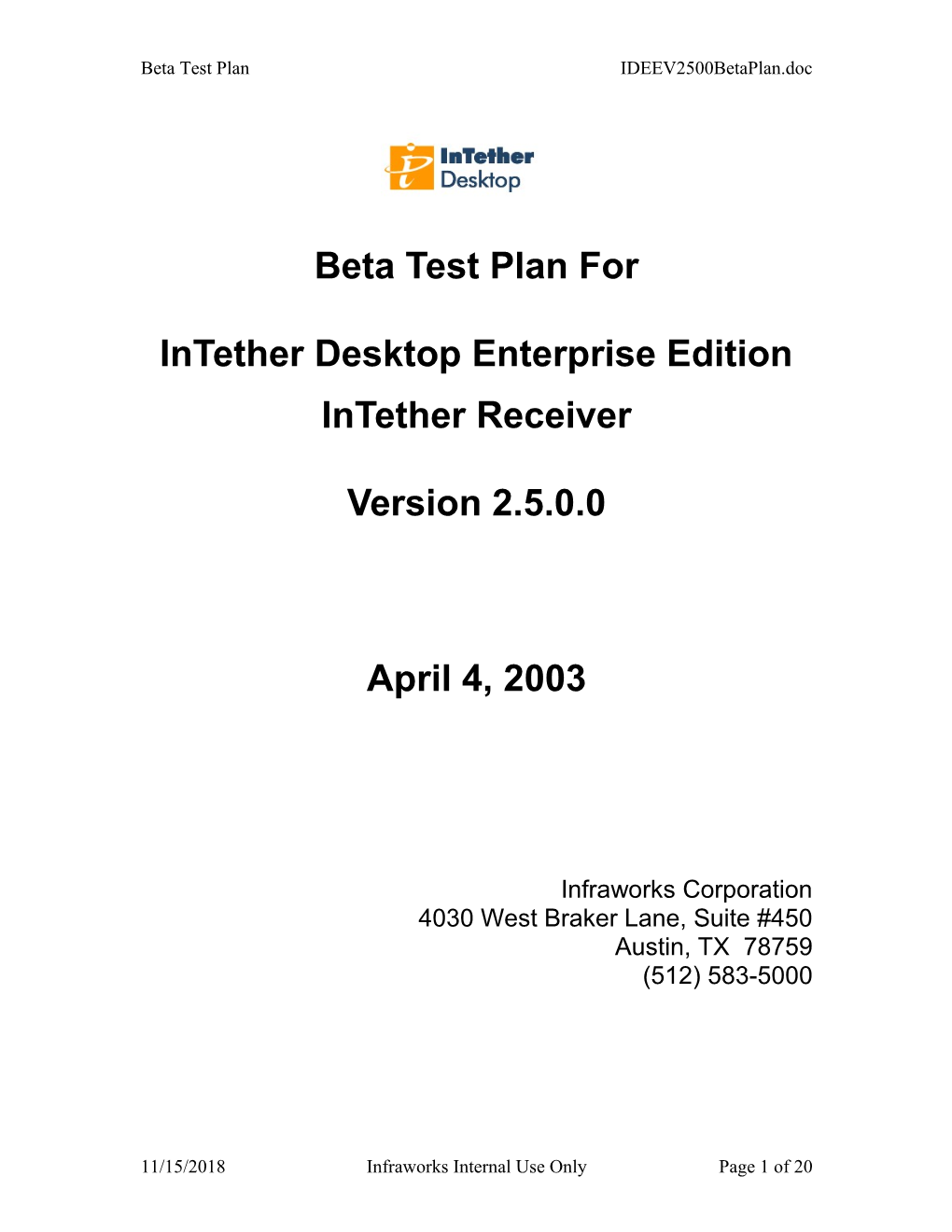 Infraworks Intether Desktop