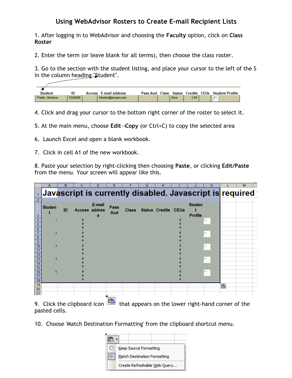 How to Copy Your Roster Into Excel