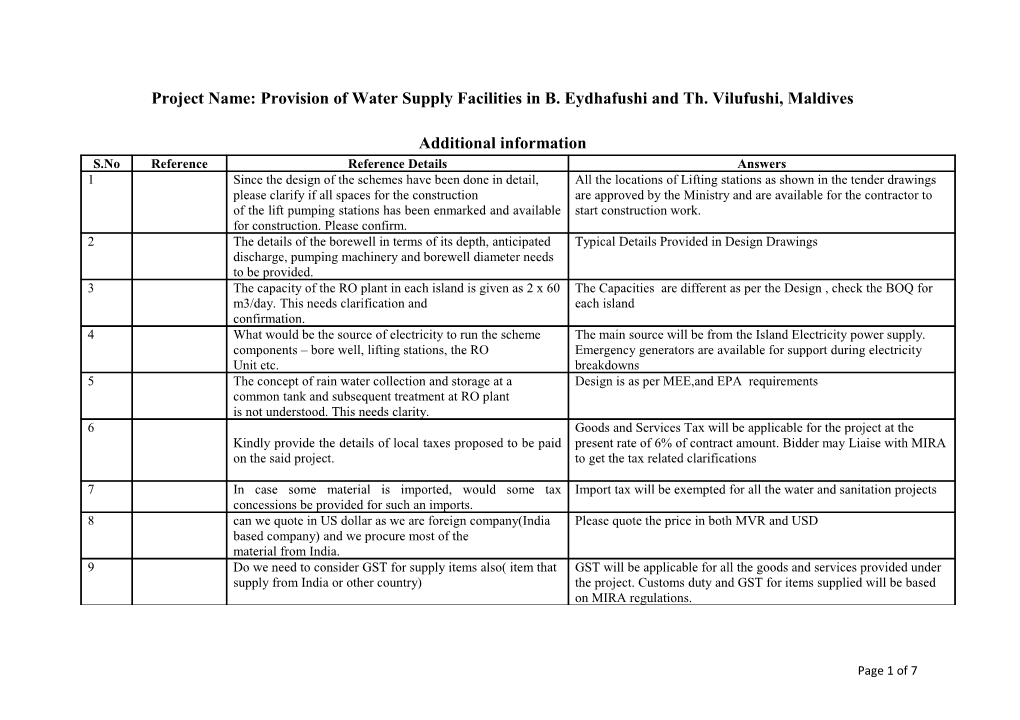 Project Name: Provision of Water Supply Facilities Inb. Eydhafushi and Th. Vilufushi, Maldives