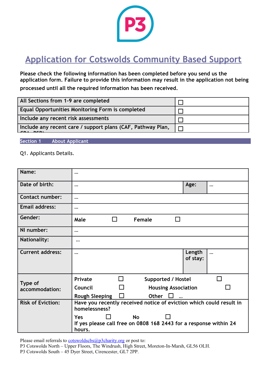 Section 1About Applicant